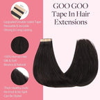 GOO GOO Tape in Hair Extensions Human Hair, 2 Dark Brown, 28inch 60g 20pcs, Skin Weft Seamless Invisible, Silky Straight with Thick Ends, Remy Human Hair