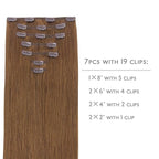 WENNALIFE Clip in Hair Extensions Real Human Hair, 20 Inch 120g 7pcs Human Hair Extensions Clip In Human Hair, Light Auburn Brown Hair Extensions Clip In Real Hair Coloured Remy Human Hair Extensions