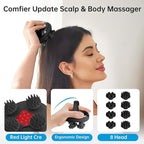 COMFIER Cordless Head Massager Scalp Massager Hair Growth with 3 kneading Modes,Waterproof Hair Massage with 8 Claws for Deep Cleansing,Body Cat Head Scratcher,Gift for Women,Men