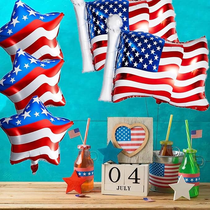4th of July Balloons 16Pcs Patriotic Independence Day Foil Balloons American - Image 3