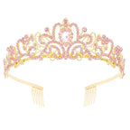 Didder Gold Pink Tiara and Crowns - Elegant Prom Tiara for Women and Girls - Bridal, Birthday, Halloween Party