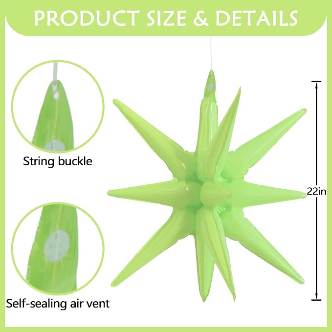 TONIFUL 4 Pcs Star Balloons Light Green Foil Explosion Party Decoration | 22 - Image 2