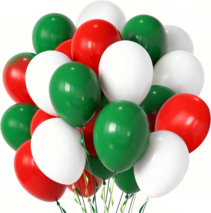 Red White Green Latex Christmas Balloons 45ct 12in | Latex, classic Christmas by Unknown
