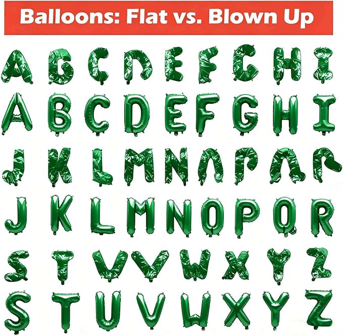 98 Pcs Green Letter Balloons, Custom 3 Set A-Z Set - Image 4