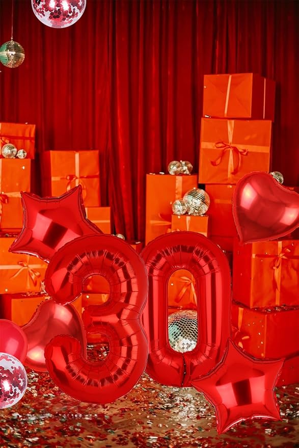 40 Inch 0 Red Number Balloons Mylar Foil Balloon 10th Birthday Party Decor | - Image 7