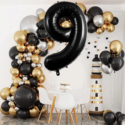 Black Number 9 Balloons 40 Inch Large Foil Balloons, Giant Number Balloon - Image 2