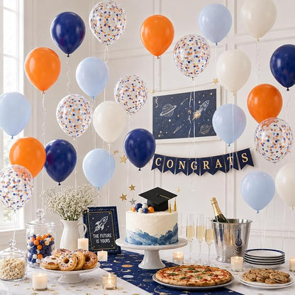 Navy Blue Orange Balloons - Image 6