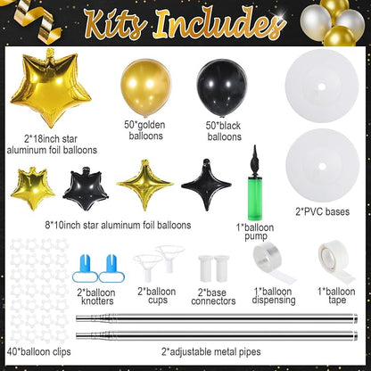 Gejoy 110 Pcs Black Gold Balloons Column Stand Kit Adjustable Tower Stand from - Image 2