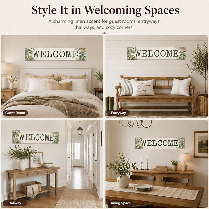 Welcome Banner Decorations for Home, Hanging Banner Wall Decor, Farmhouse Home - Image 2