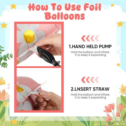 Jenaai 40 Inches Daisy Number Balloon Pink Inflating Foil Balloons Boho - Image 3