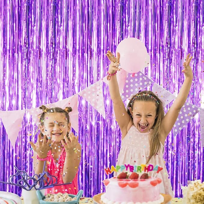 GOER 6.4 ft x 8.2 ft Metallic Tinsel Foil Fringe Curtains, Graduation and New - Image 4