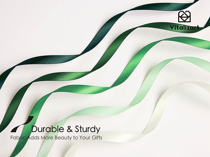 Vitalizart Green Ribbons for Crafts 3/8" x 50Yds Double-Faced Satin Ribbon | - Image 4