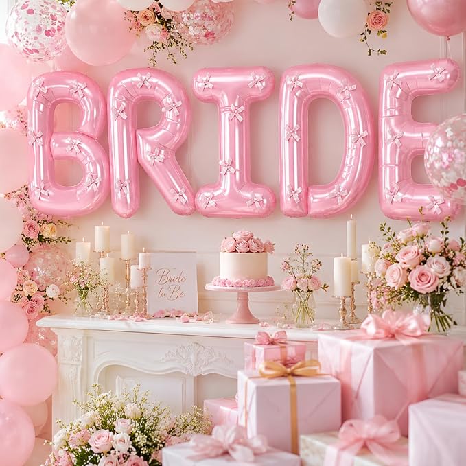 40 Inch BRIDE Balloons Engagement Party Decorations, Pearl Pink Bride Letter - Image 5