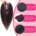 Hair Toppers for Women Real Human Hair Topper Upgrade Swiss Lace Middle Part Clip in Bangs Remy Human Hair Straight Hairpieces for Thinning Realistic Scalp 360° Cover Gray Hairy Roots Medium Brown