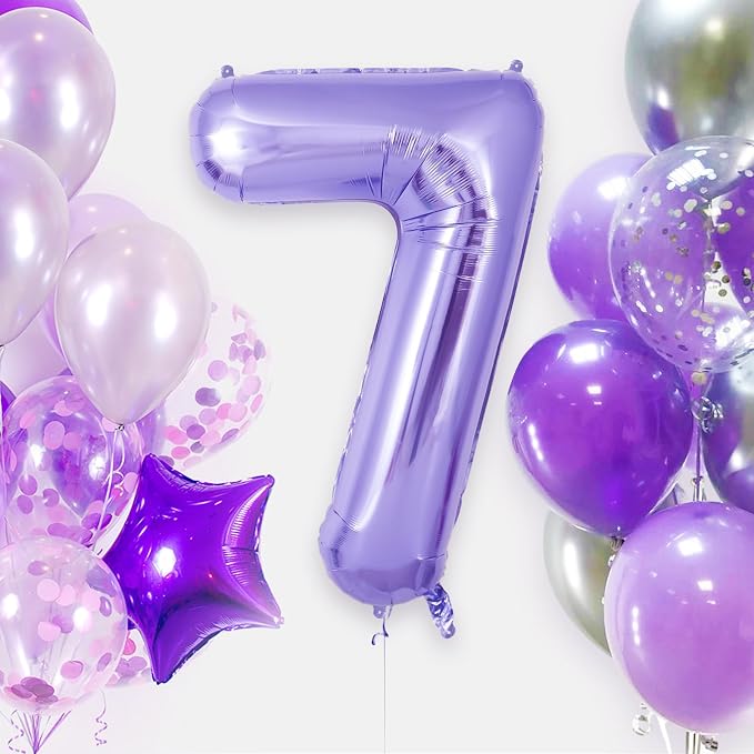 Purple Number 7 Balloon 40 Inch, Big Large Foil Helium Number Balloons - Image 2