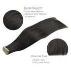 WENNALIFE Tape in Hair Extensions Human Hair, 20pcs 60g 26 inch Natural Black Remy Hair Extensions Straight Human Hair Tape in Extensions Skin Weft Tape Extensions Human Hair