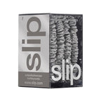 slip Silk Skinny Scrunchies - Silver | Set of 4 Skinny Scrunchies | 100% Mulberry Silk, Anti-Crease, Gentle on Hair, Reduces Breakage | Stylish & Durable, Ideal for All Hair Types