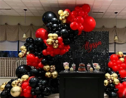 MEBAY Black Gold Red Balloons Garland Arch Kit, Wedding Backdrop, Baby Shower - Image 3