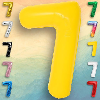 Yellow Number Balloon 7 Mylar Foil Macaron Balloons 40 inch - Image 5