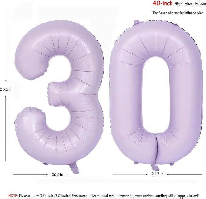 40 In Matte Purple Number Balloons Helium Foil Mylar Balloon Digital 30 | - Image 2