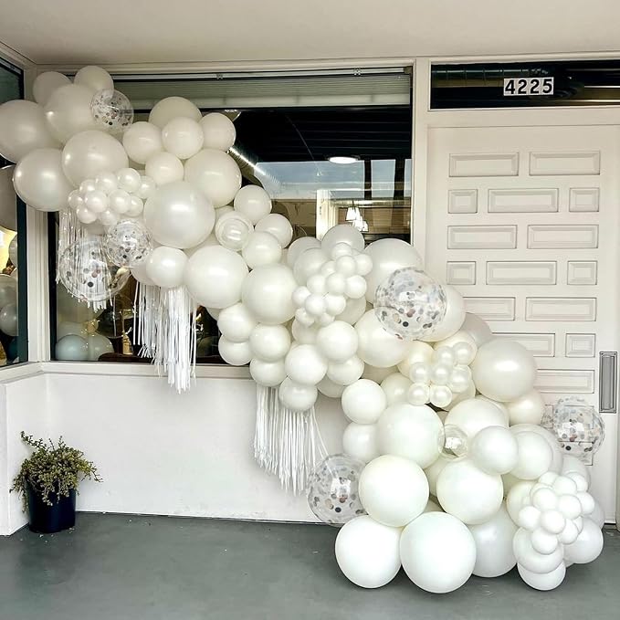 White Balloons, 12 Inch Pearl Pure White Ivory Latex Balloon - Image 3