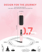 DORISILK Infrared Thermal Hair Brush for Sleek, Shiny Hair，1.5inch Heated Round Volumizer Faster Blowout, 5-Temp，Heated Round Brush for Curling and Straightening，Dual Voltage for Travel Using