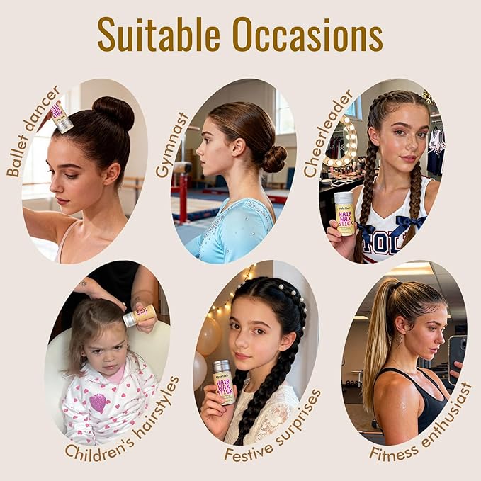 Dolahair Hair Wax Stick - Flyaway Control and Styling Pomade for Kids, Women, and Men - Hair Bun Maker and Accessorie stocking stuffers for teen girls (1 Pack of Wax)