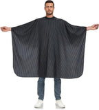 PERFEHAIR Pinstripe Barber Cape with Soft Silicon Neck Collar | Professional Hair Cutting Cape for Stylists & Adults | Hair & Water Repellent| Adjustable Snap Closure, 59" x 55", Black