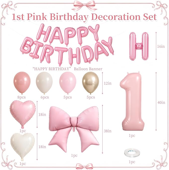 Dusty Pink Number 1 Balloon, 1st Birthday Decorations - Image 2