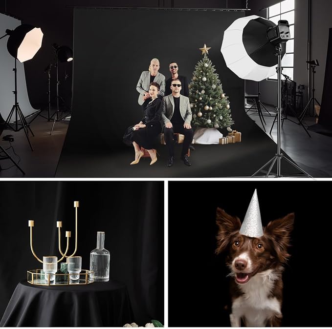 JINSUI Black Backdrop for Photoshoot, Large Background Curtain 10x20 ft | - Image 2