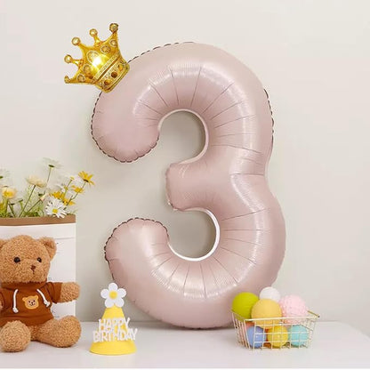 LilyZheng Pastel Pink Number 3 Foil Balloon Set, Baby Pink 3 Balloon & Bow - Image 3
