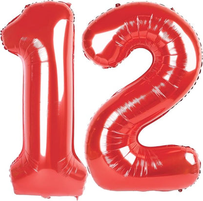 12 Balloon - Red Birthday Number Balloons, 40 Inch Decorations Men Women | Red by ALPHADELTAPI