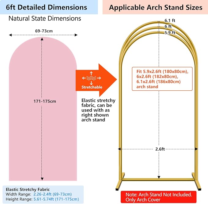 Hemmotop Stretchy Arch Backdrop Cover Set, 7.2ft and 6ft | Wrinkle-Free - Image 3