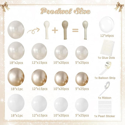 CROSSFINGERS Pearl Champagne Gold and White Balloon Garland Arch Kit | Double - Image 5