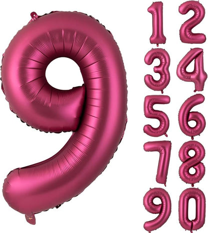 Number 9 Balloons 40 Inch Wine Red Burgundy Foil Number Balloon 9 | Wine Red by Yeodong