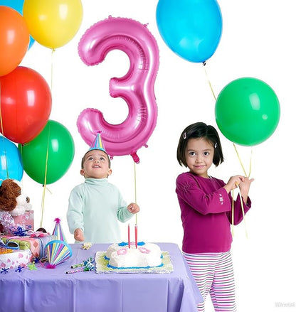 Pink Number Balloons, Large Hot pink Number 3 Balloon 40 Inch Pink 3 Balloon - Image 3