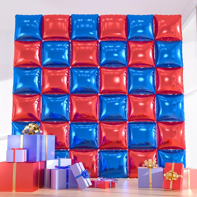 36pcs Red & Royal Blue Square Foil Balloons by ZizasAry