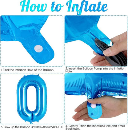 Blue Number 0 Balloon 40 Inch, Big Large Foil Helium Number Balloons, Jumbo - Image 7