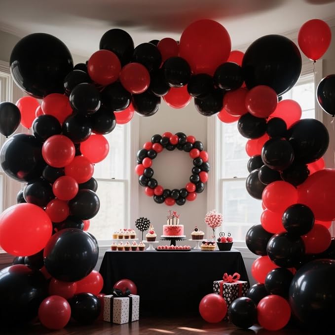 412Pcs Red Black Balloons Garland Arch Kit, 18 12 10 5 Inch Different Size - Image 7