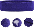 ONUPGO Sweatband Headbands for Men & Women -12PCS Sports Headbands Moisture Wicking Athletic Cotton Terry Cloth Headband for Tennis,Basketball,Football,Gym,Working Out