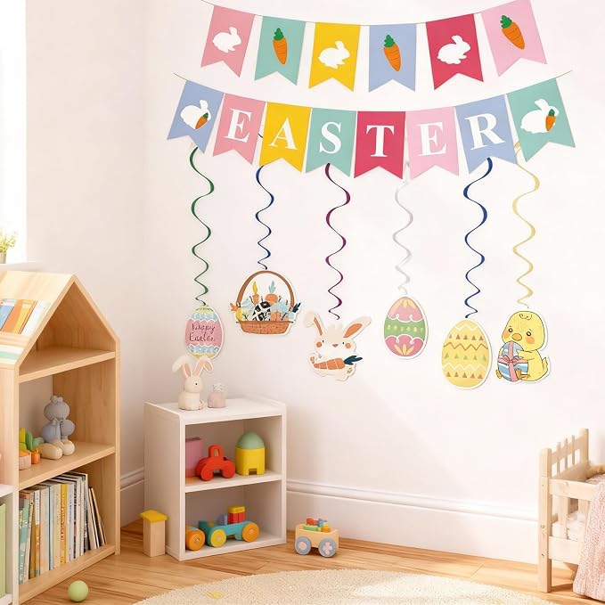 Easter Party Decorations, Easter Banner Spring Bunny Garland Banner - Image 4