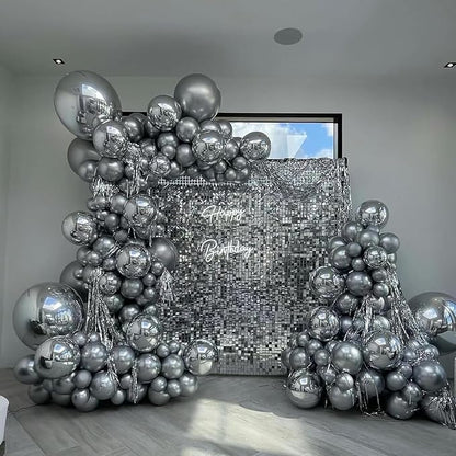 100pcs 12inch Metallic Silver Balloons - Image 5