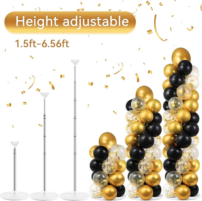 2 Sets Black and Gold Balloon Column Stand Kit - Image 4