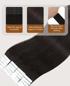 VINBAO 60g Invisi Edge Tape in Extensions Human Hair 22in 20pcs Darkest Brown Pro Invisible Hair Extensions Real Human Hair Seamless Natural Blend 22inch #2