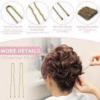 U Shaped Hair Pins -2.4 Inch 250 Count, Hair Pins for Women, Girls, Hairpins for Updos and Bun Hair, Hair Tools for Wedding and Dancing, Includes Storage Box(Bronze)