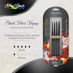Silver Brush Limited WC-3124ST Black Velvet Voyage Master Travel Set for Watercolor, Gouache, Inks, & Dyes, Set of 4, Sizes 2, 4, 6, and 8 Round Paintbrushes, Short Handle