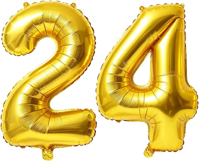 40 Inch Number 24 Balloons for 24th Birthday Party Decorations, 0-100 Gold by FOBELEC