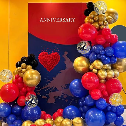 Red Black Blue Gold Balloons Garland Arch Kit - Image 6