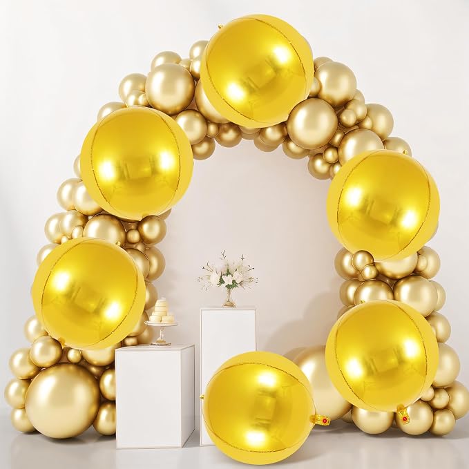 Metallic Gold Balloons, 22 Inch Large Sphere Round Balloons - Image 3