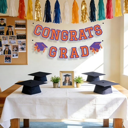 Congrats Grad Banner Graduation Party Banner Decoration Hanging Garland High - Image 4